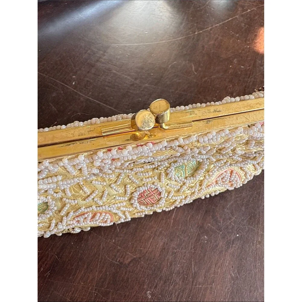 Vintage Gold Beaded Evening Bag
